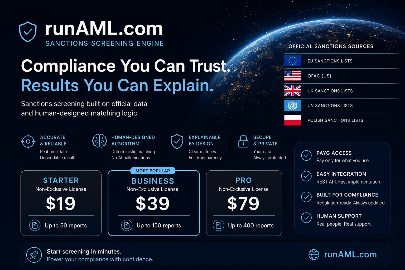 runAML – sanctions screening engine